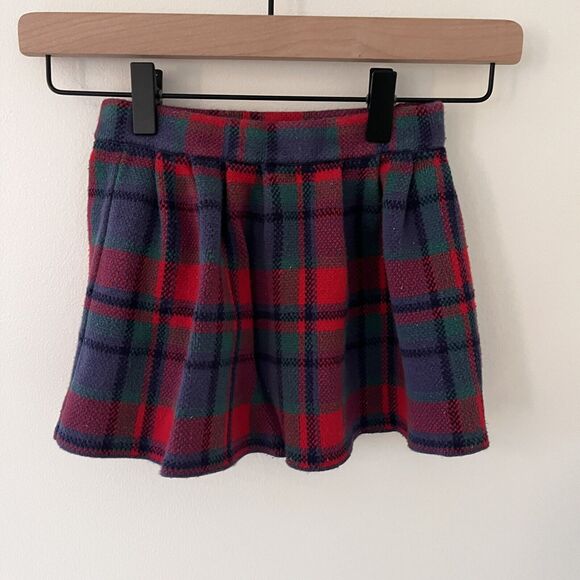 Girls Blue Red Green Holiday Thick Heavy Stretch Band Plaid Skirt 3T - Picture 2 of 3